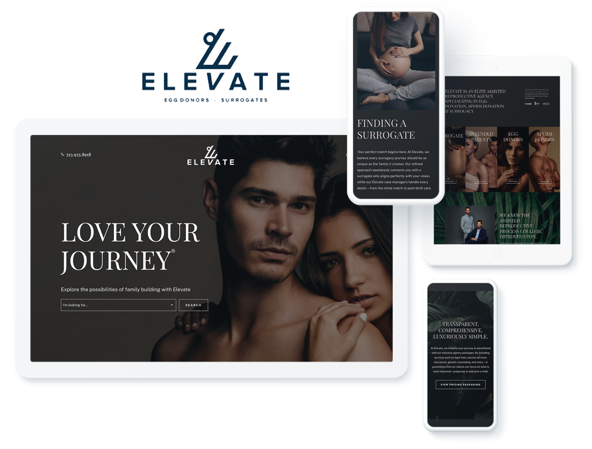 Elevate Baby website on device screens, displaying success with professional services website design and development company