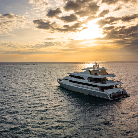 Luxury yacht at sunset, showcasing success with digital agency solutions for F&I protection product provider Galt Enterprises