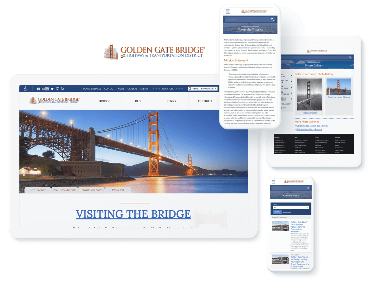 Golden Gate Bridge web design
