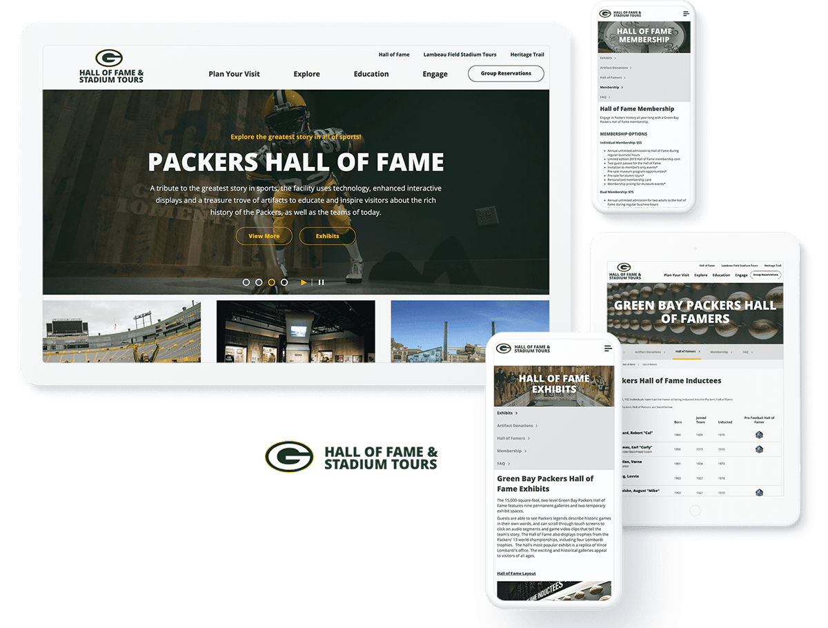 Green Bay Packers Hall of Fame website design