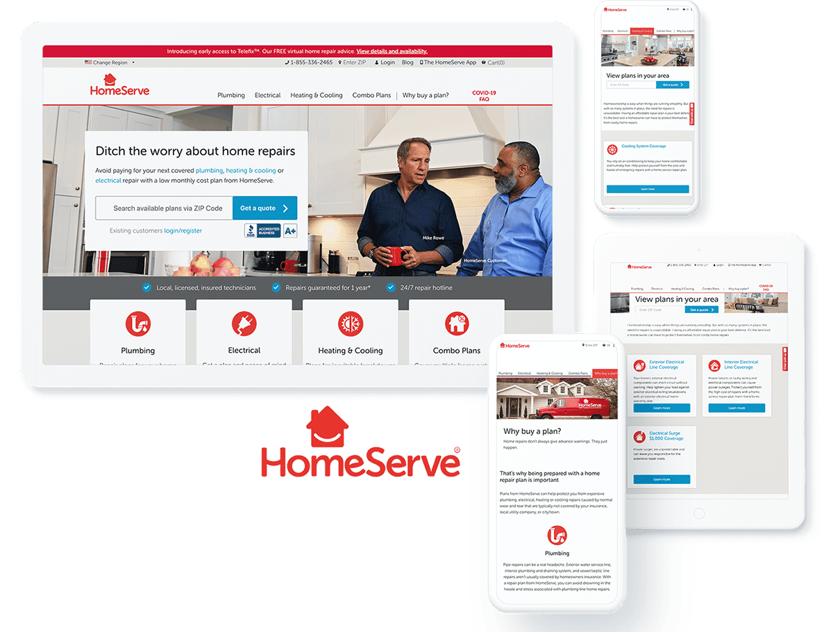 Homeserve web design and development