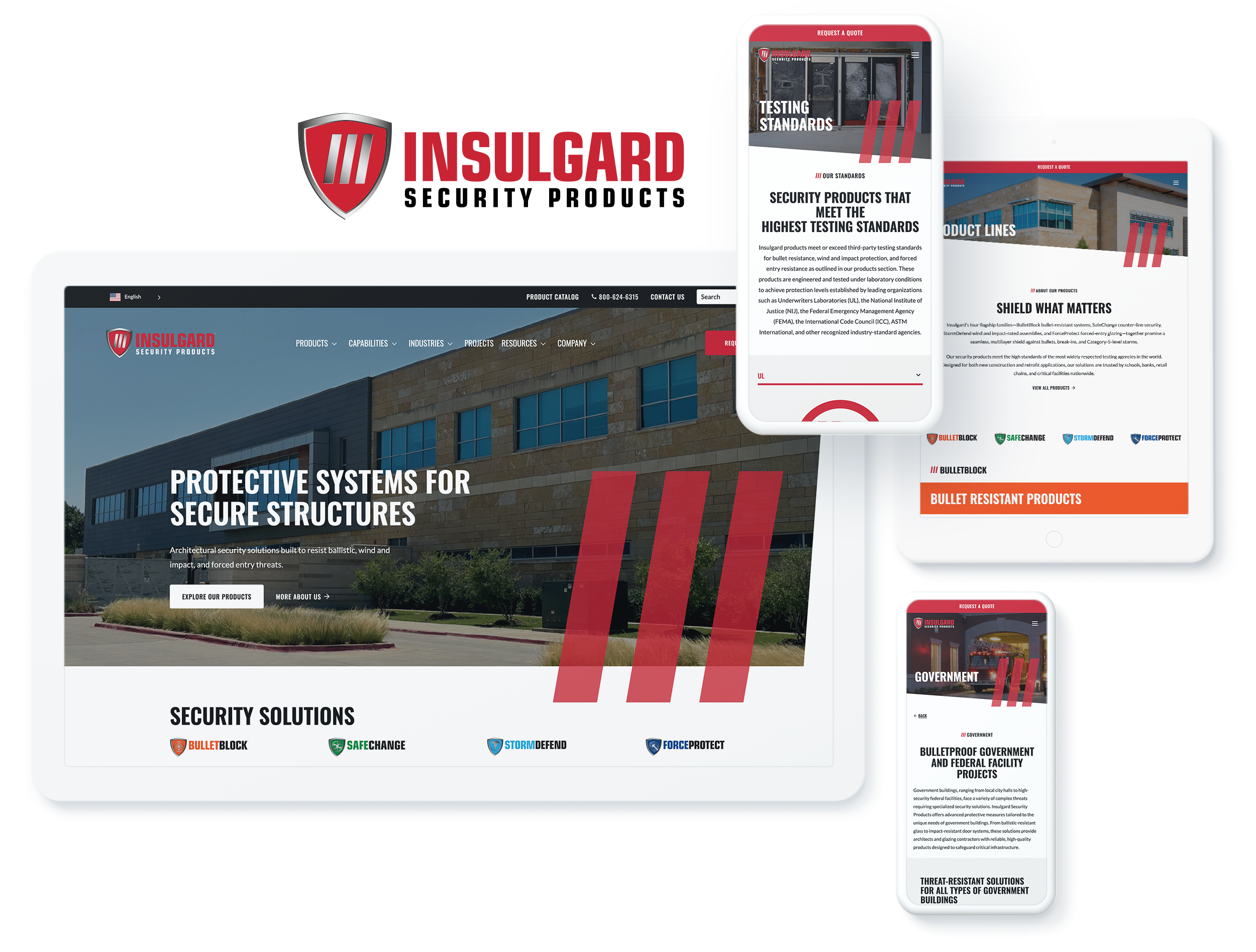 Insulgard website on screens, depicting success with web design and development services for security products manufacturer
