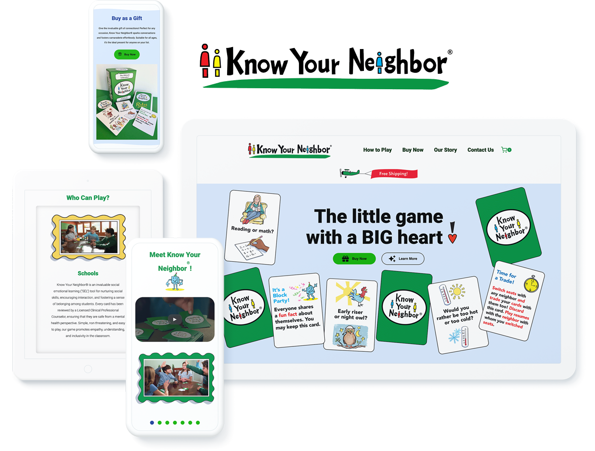 Know Your Neighbor website on device screens, highlighting success with ecommerce website development company