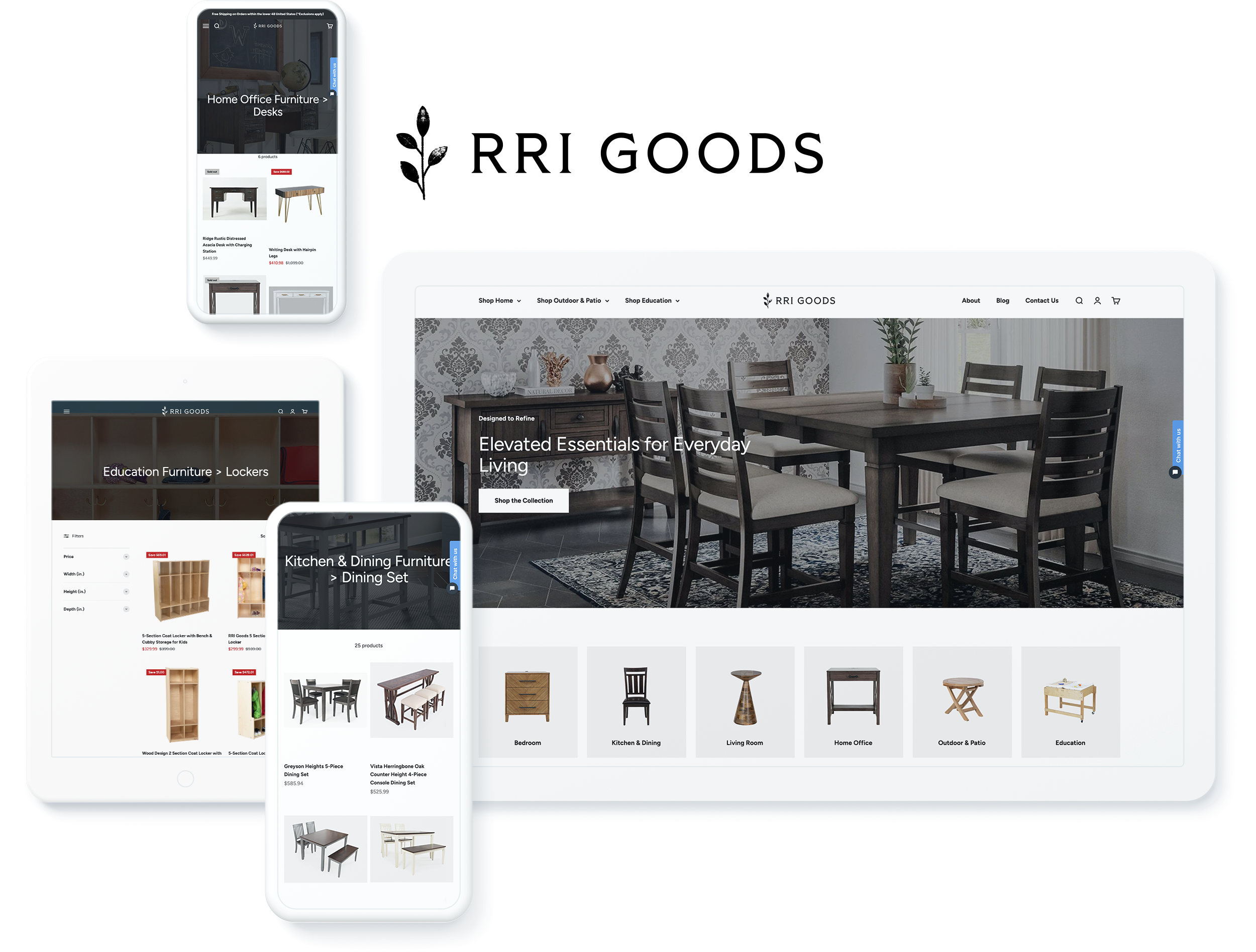 RRI Goods website on digital devices showcasing successful digital marketing for ecommerce