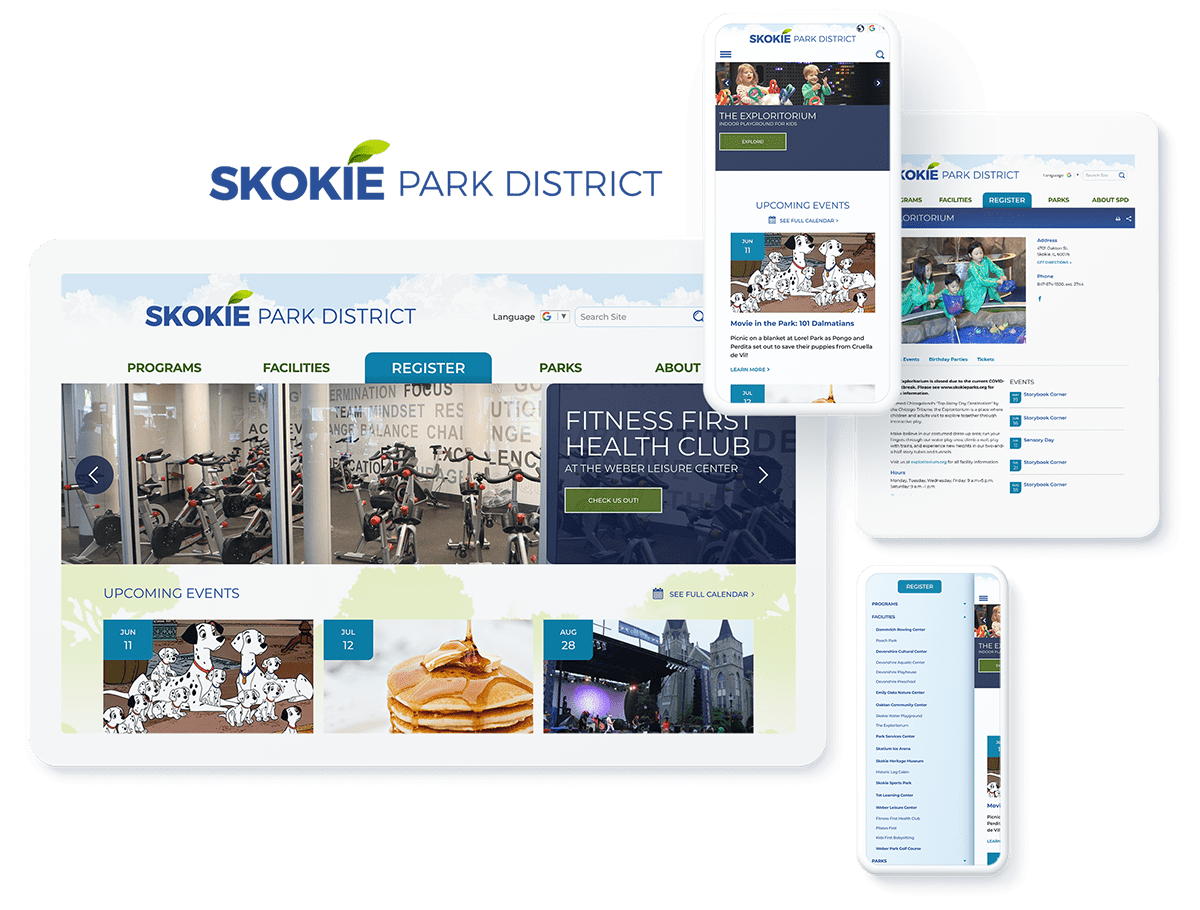 Skokie Park District web design and development