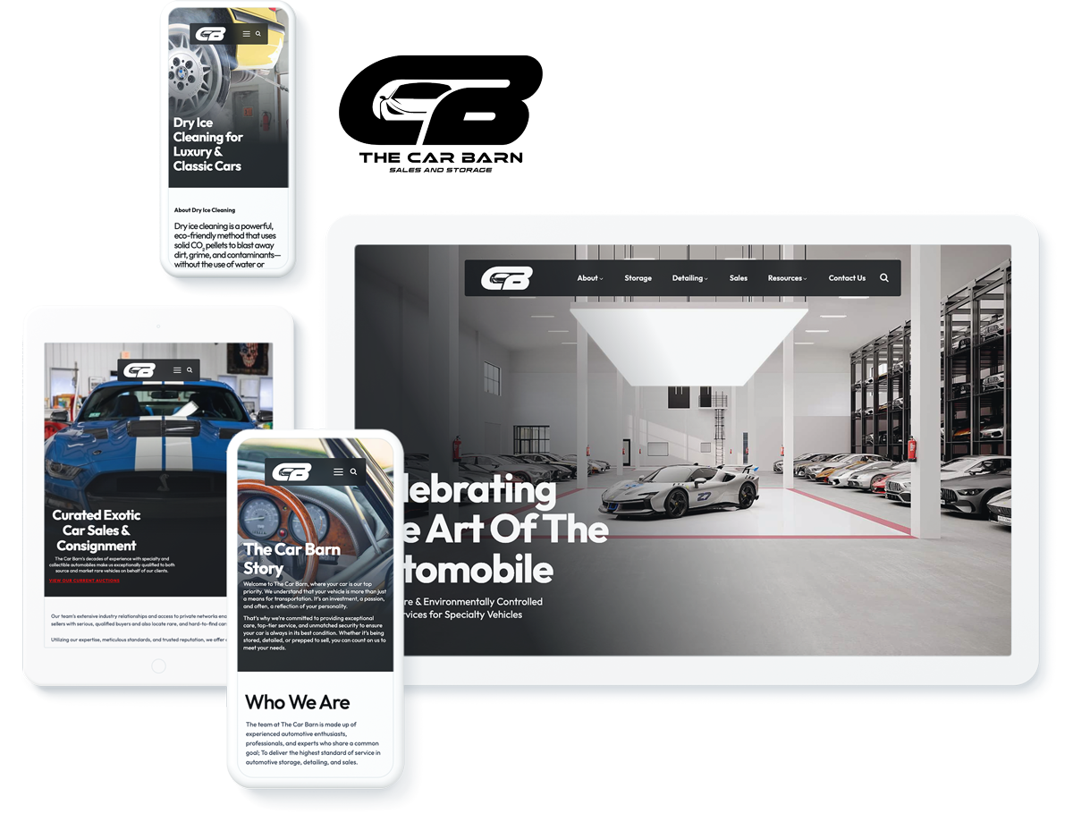 The Car Barn website on digital devices showcasing successful digital marketing for the transportation industry