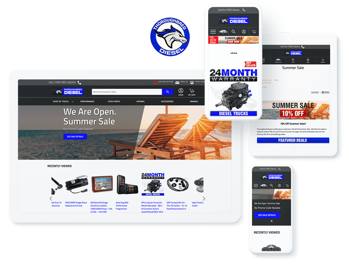 Thoroughbred Diesel web design and development